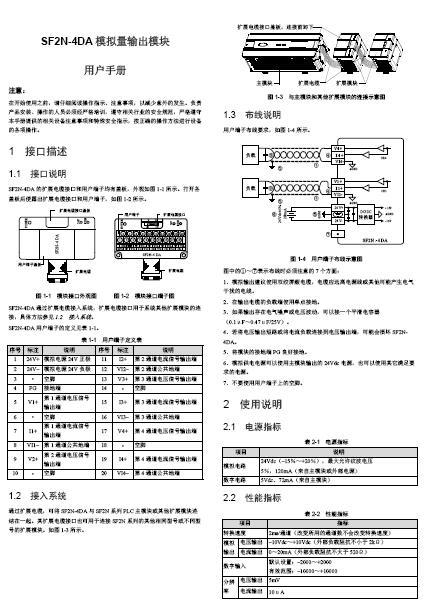 深川 SF2N-4DA模拟量输出模块用户手册 深川 SF2N-4DA模拟量输出模块用户手册